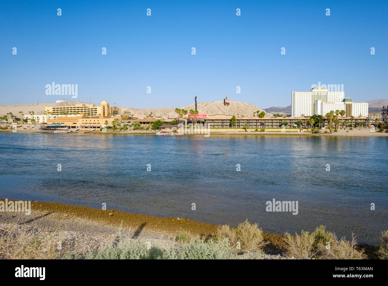 Casinos and gambling area in Laughlin next to the Colorado River, Nevada, USA Stock Photo