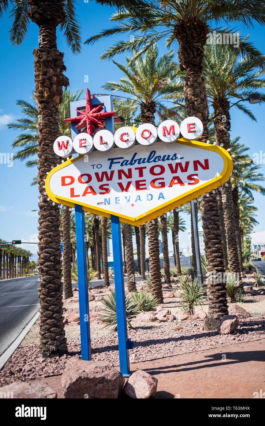 Iconic to Fabulous Downtown Las Vegas neon sign in Las Vegas, Nevada, USA Stock Photo