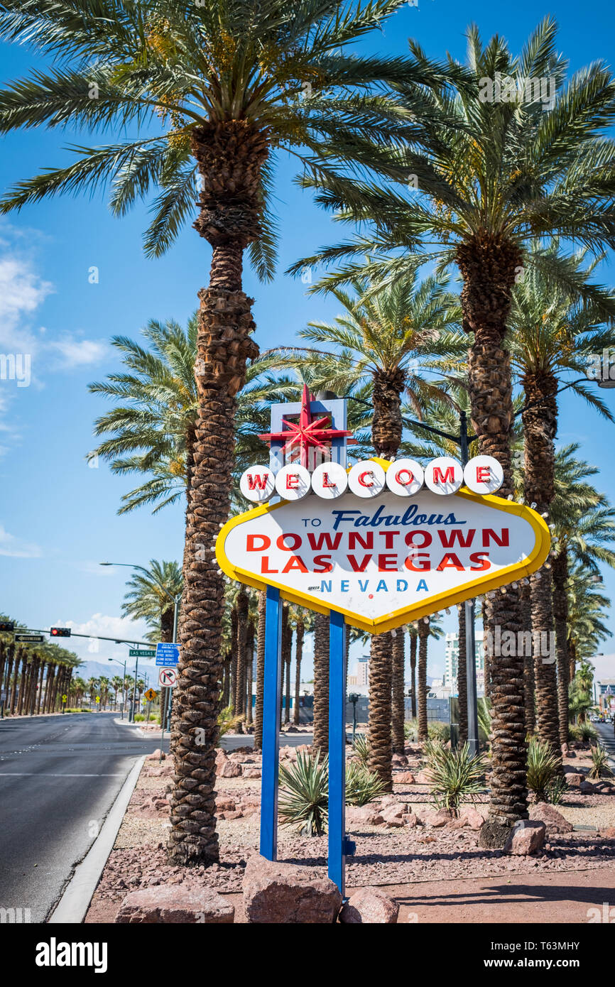 Iconic to Fabulous Downtown Las Vegas neon sign in Las Vegas, Nevada, USA Stock Photo