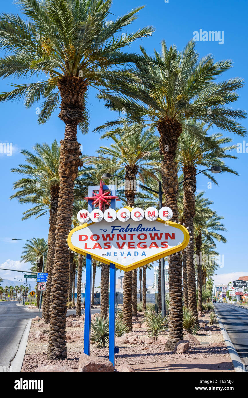 Iconic to Fabulous Downtown Las Vegas neon sign in Las Vegas, Nevada, USA Stock Photo