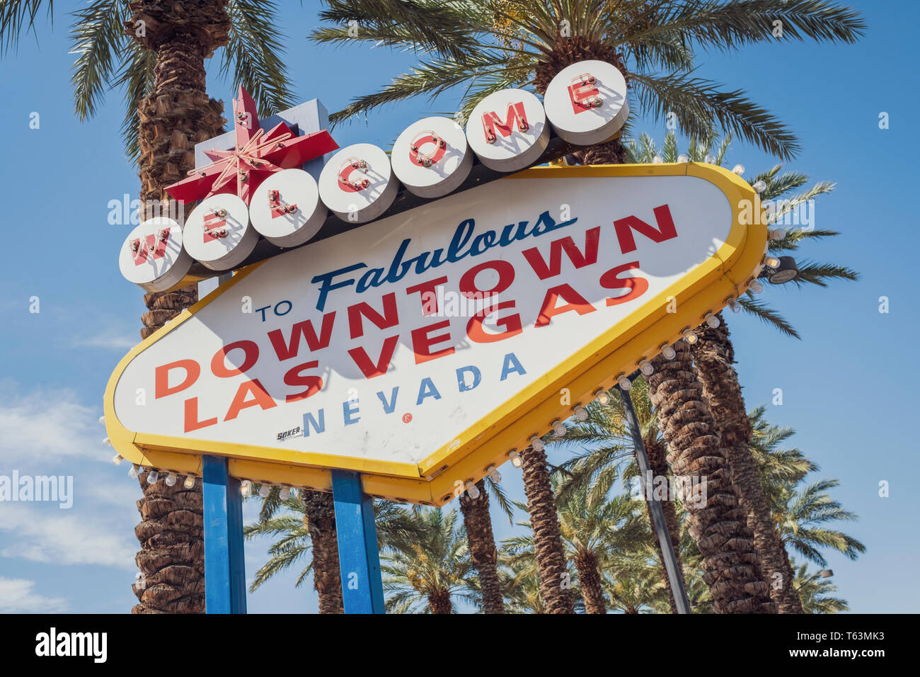 Vintage look of Iconic to Fabulous Downtown Las Vegas neon sign in Las Vegas, Nevada
