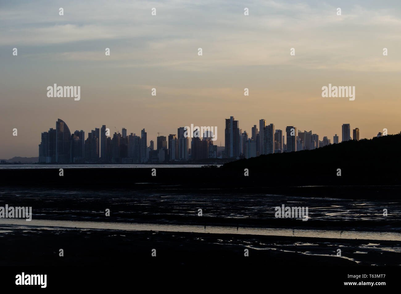Panama City skyline as seen from Costa del Este Stock Photo
