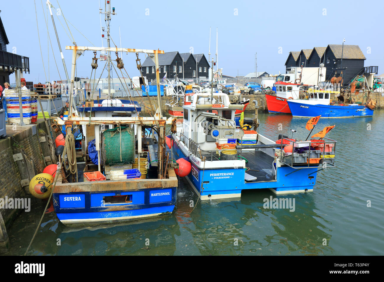 Fishing boats at Whitstable Harbour Stock Photo Alamy
