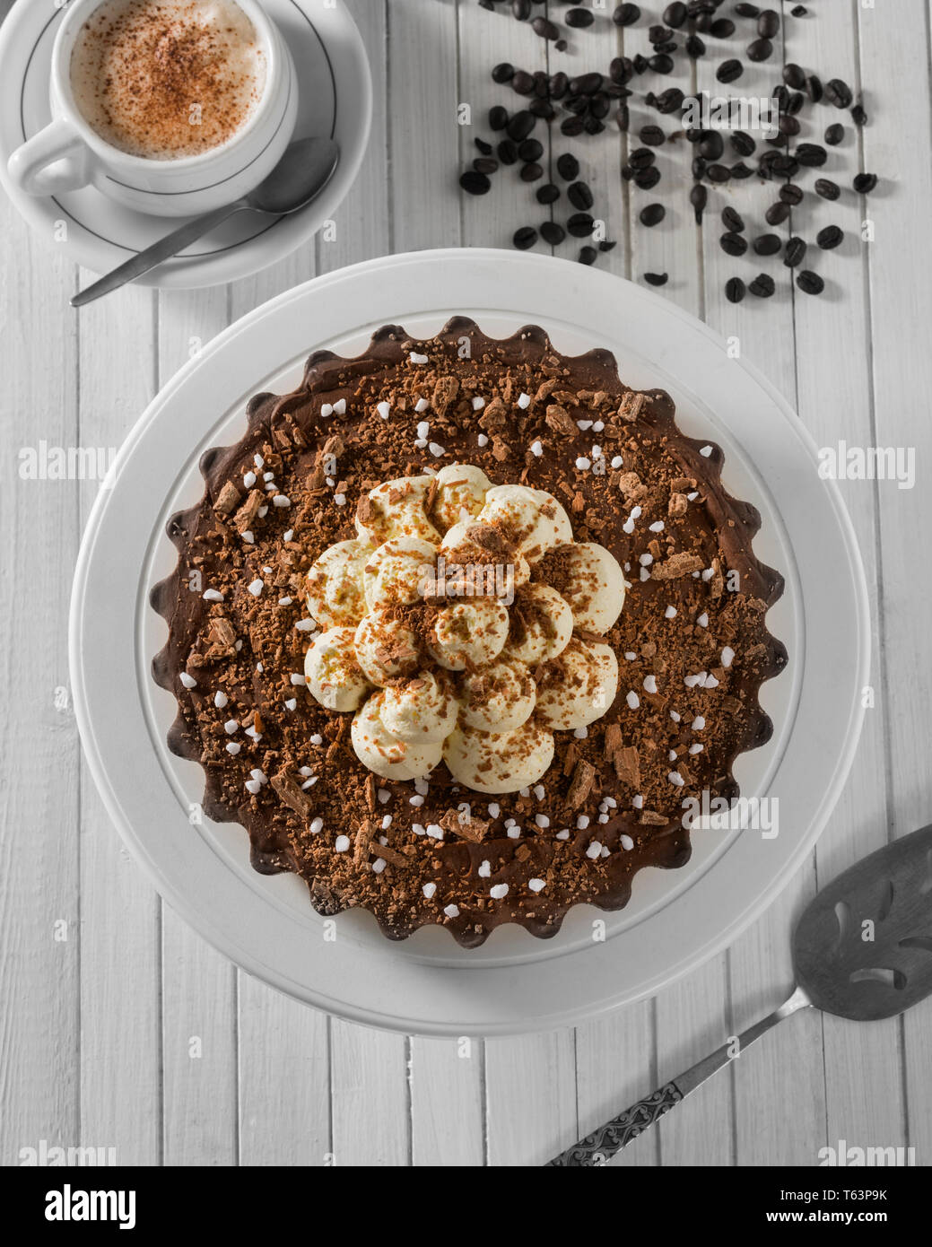 Chocolate cappuccino tart Stock Photo