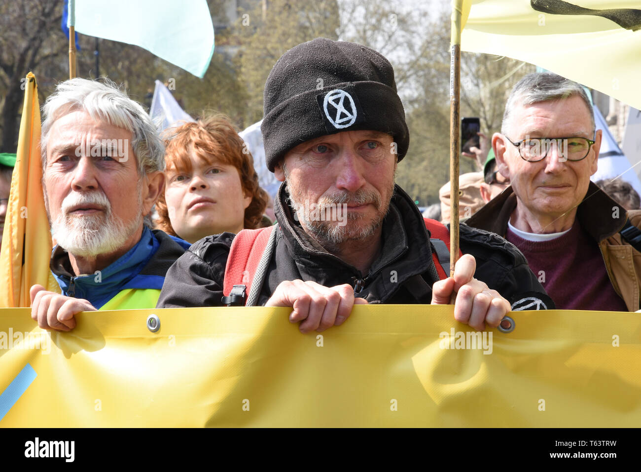 Protesters from Extinction Rebellion. Climate Change Protest. Parliament Square, London Stock Photo