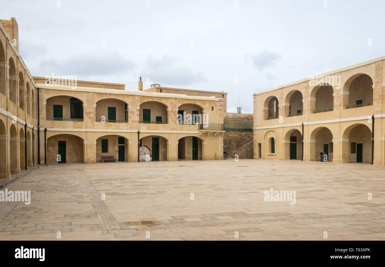 Panoramic Intramural view on buildings of Fort St. Elmo. Valletta (Valetta), Malta, Europe. Stock Photo