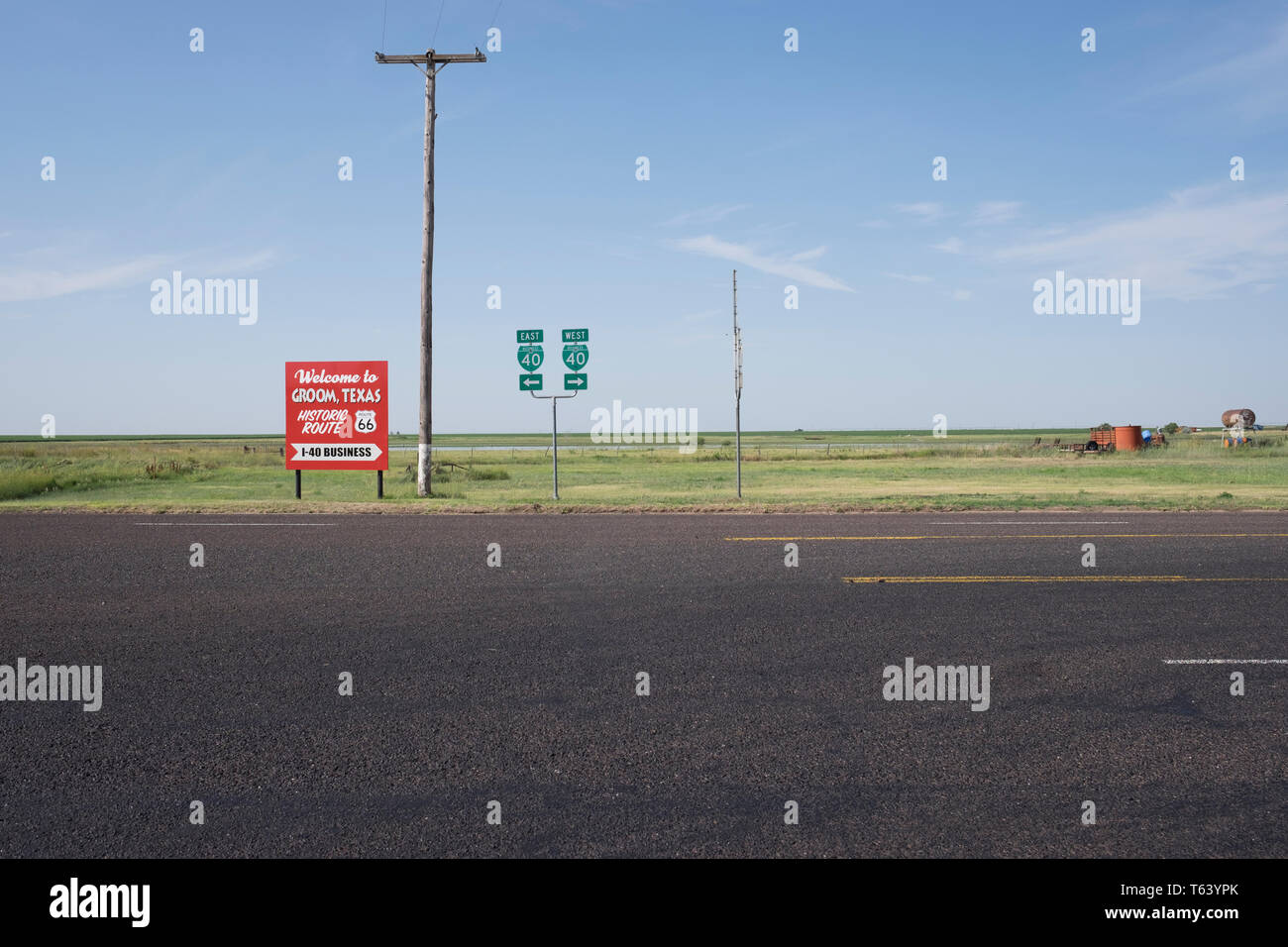 to Groom, Texas sign on Historic U.S. Route 66 Stock Photo Alamy