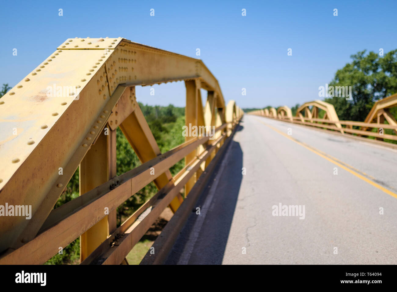 William H. Murray Bridge, commonly known as Pony Bridge, on U.S Route 66 in Bridgeport, Oklahoma, USA Stock Photo