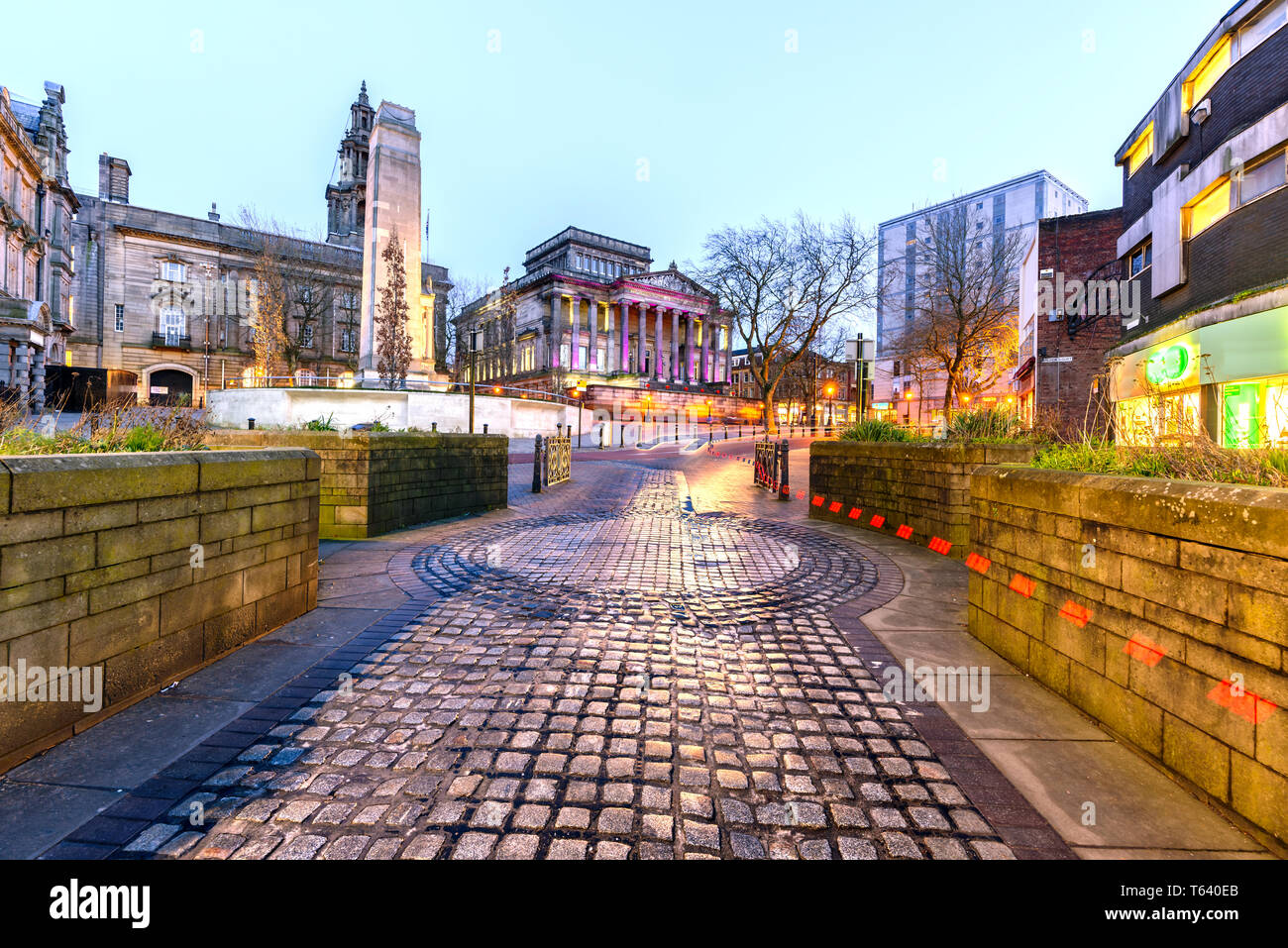 A walkway to Harris Museum and The Sessions House in Preston - England Stock Photo