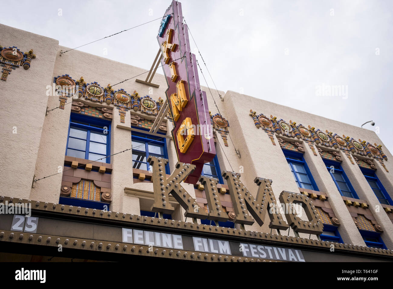 Historic landmark KiMo Theatre on U.S. Route 66 in Downtown Albuquerque, New Mexico, USA Stock Photo