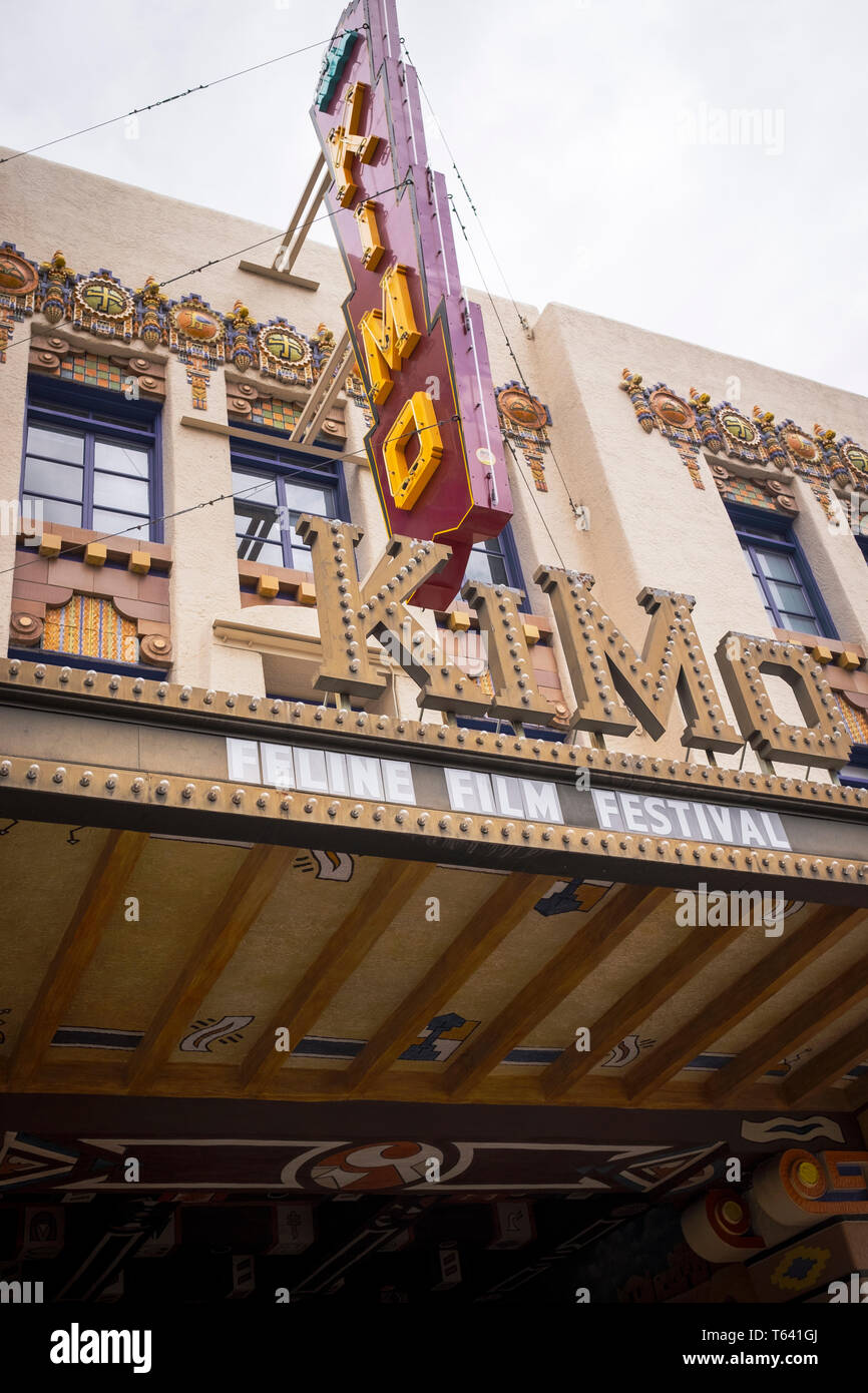 Historic landmark KiMo Theatre on U.S. Route 66 in Downtown Albuquerque, New Mexico, USA Stock Photo