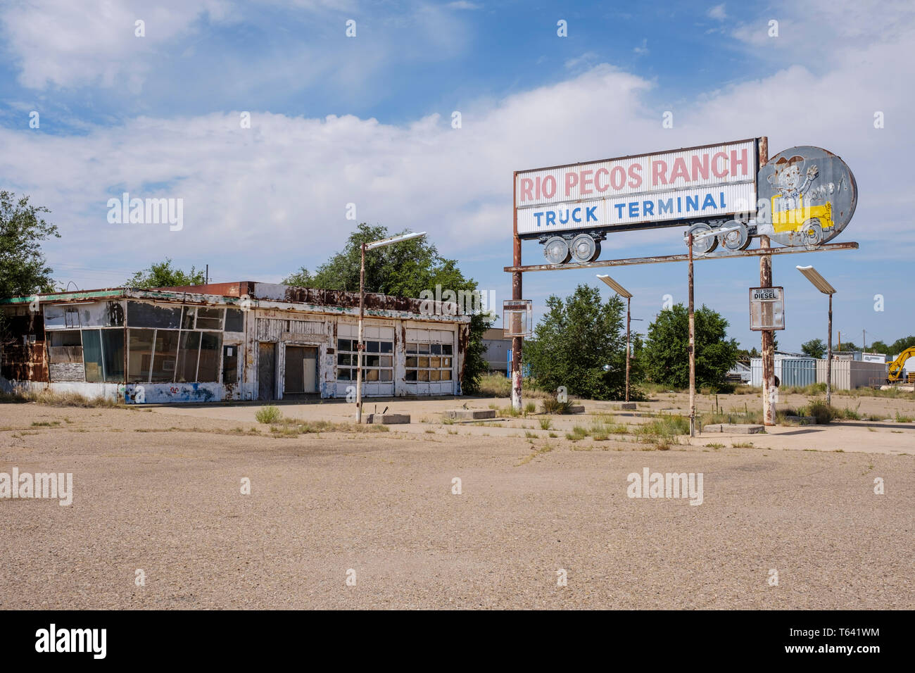 Abandoned Rio Pecos Ranch Trunk Terminal on historic U.S. Route 66 in