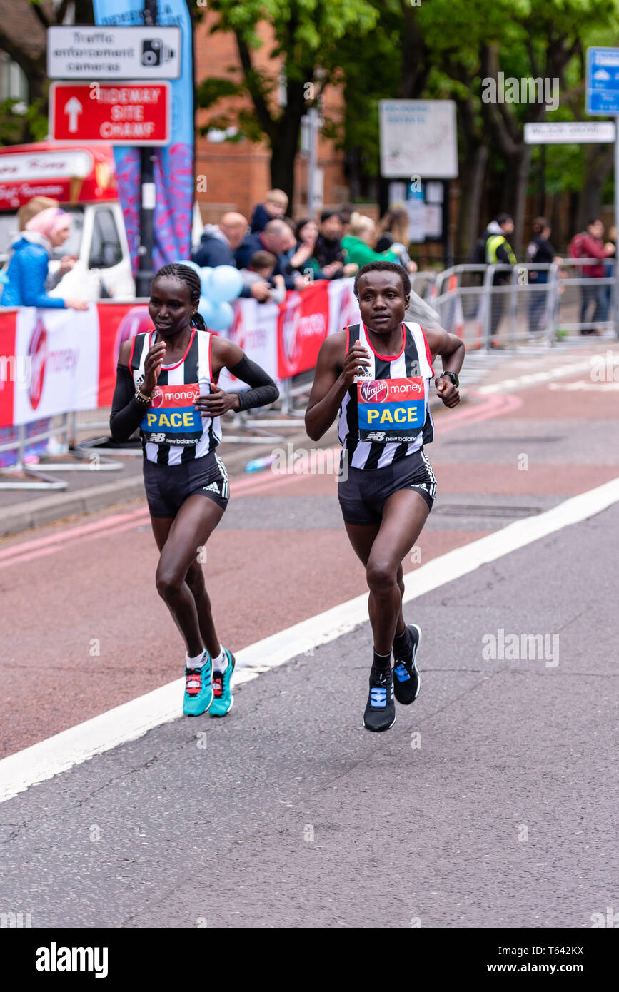 28th April 2019 - Women Elite London Marathon athletes Stock Photo