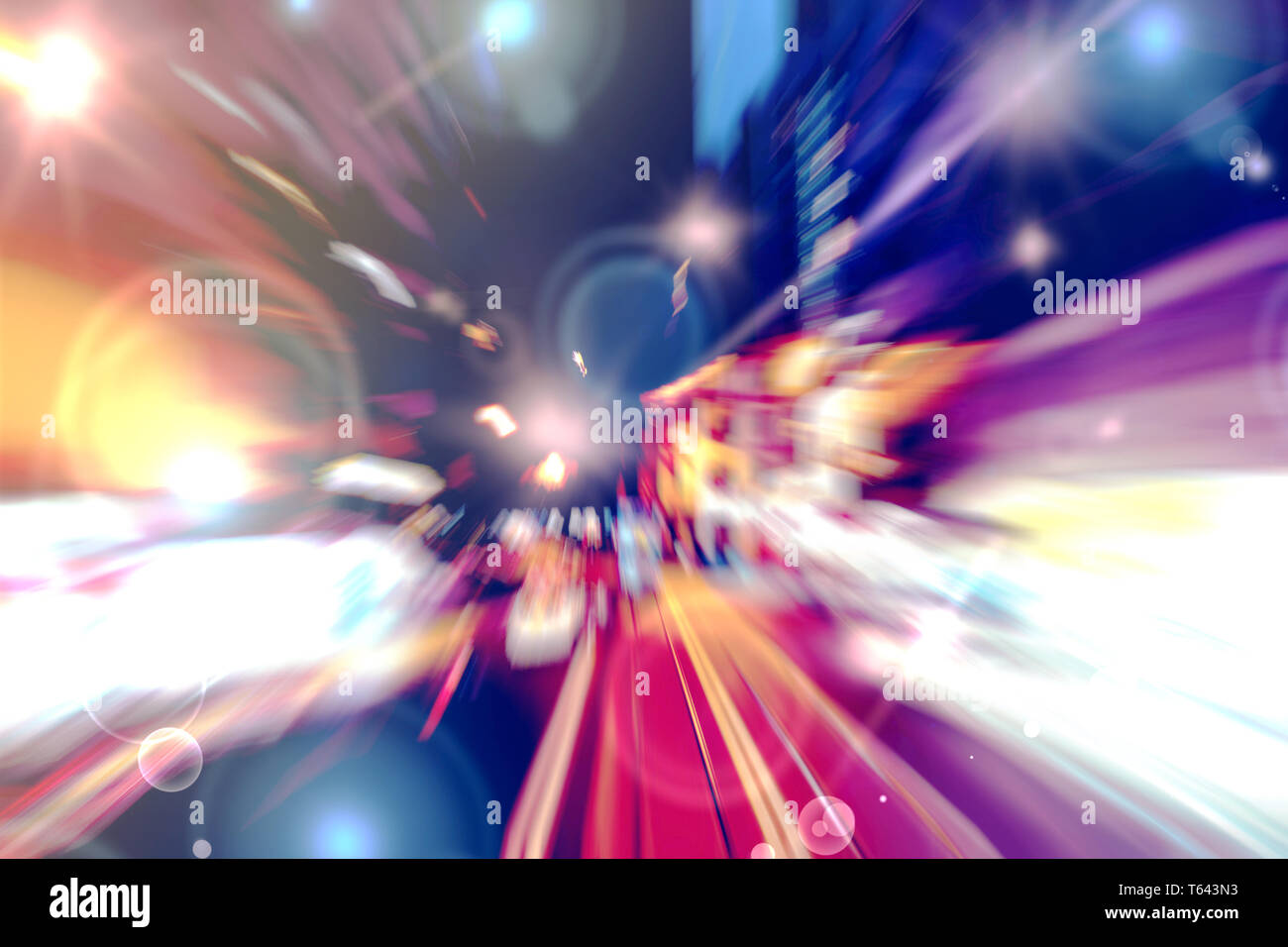 Abstract image of light trails with bokeh circle Stock Photo