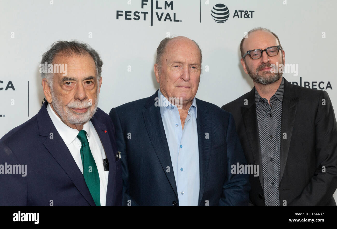 New York, NY - April 28, 2019: Francis Ford Coppola, Robert Duvall and
