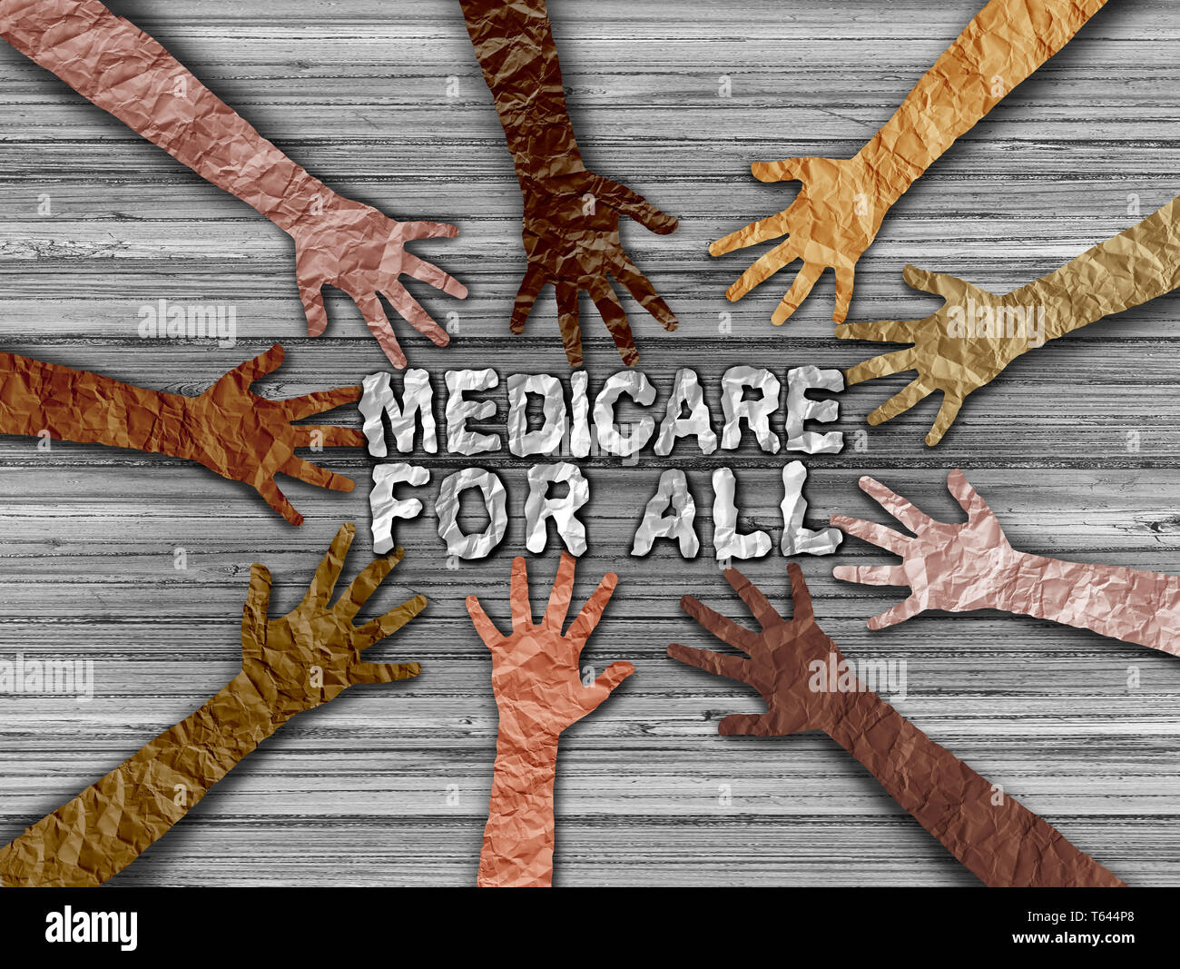 Medicare insurance for all national health government social policy concept as a political issues in a 3D illustration style Stock Photo