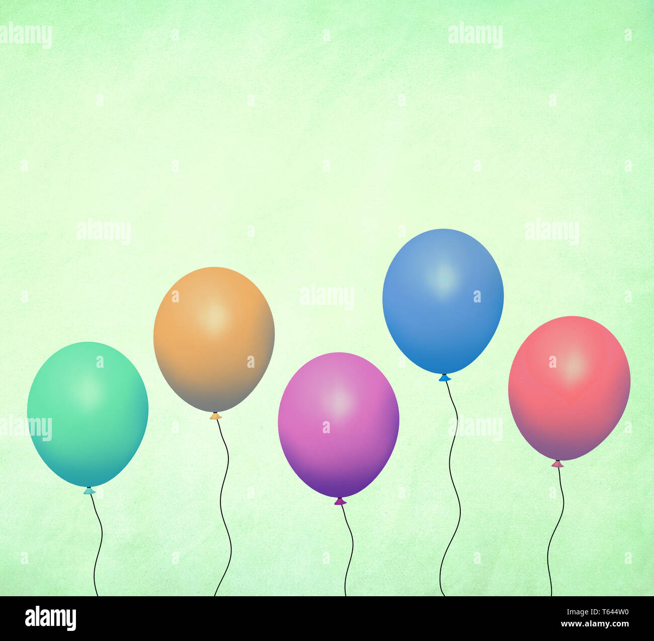 Colorful Vintage Retro Balloons on green grunge background Stock Photo