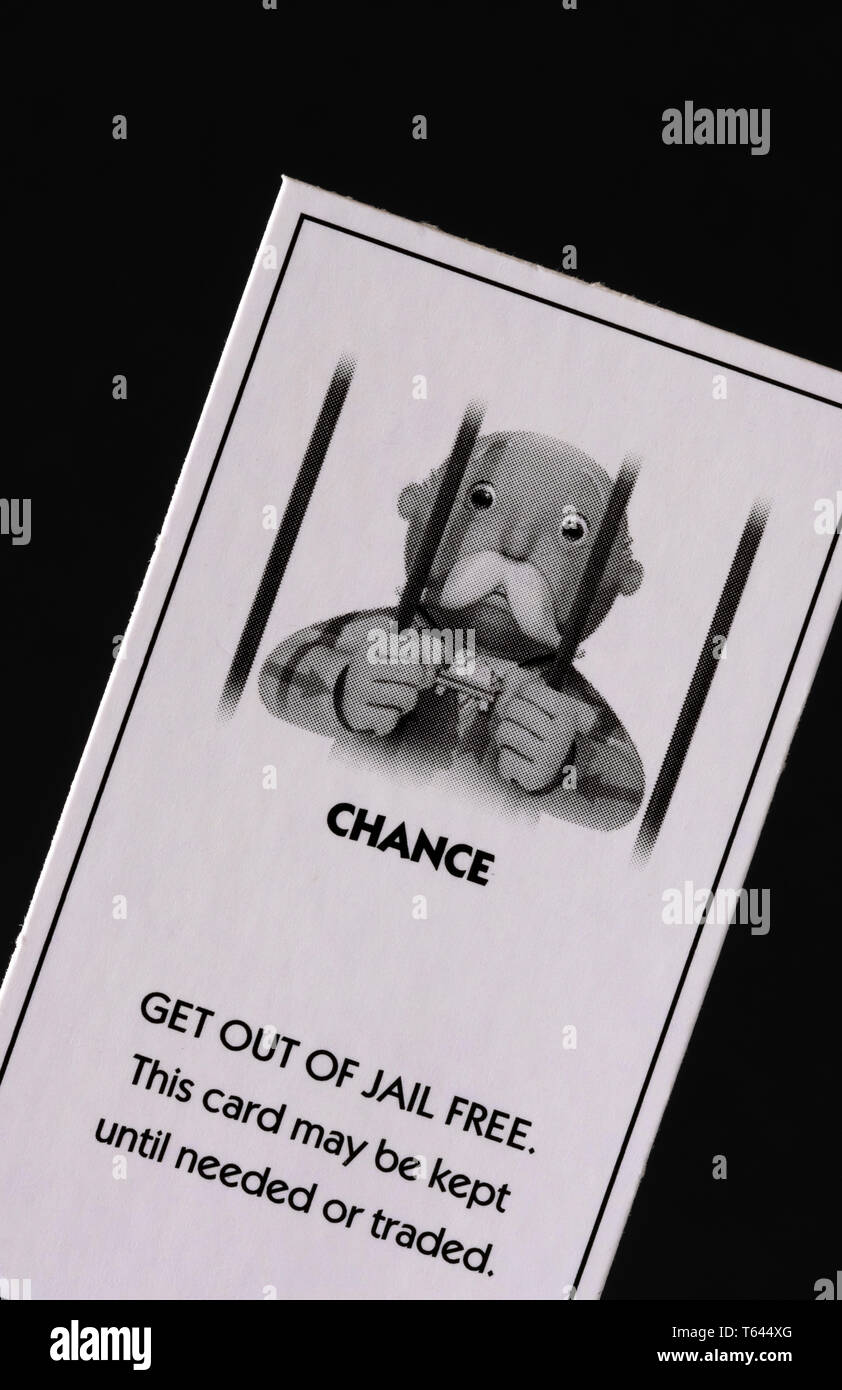 Get Out Of Jail Free Card From Hasbro S Monopoly Against A Black Background Stock Photo Alamy Get Out Of Jail Free Card From Hasbro S Monopoly Against A Black Background Stock Photo Alamy