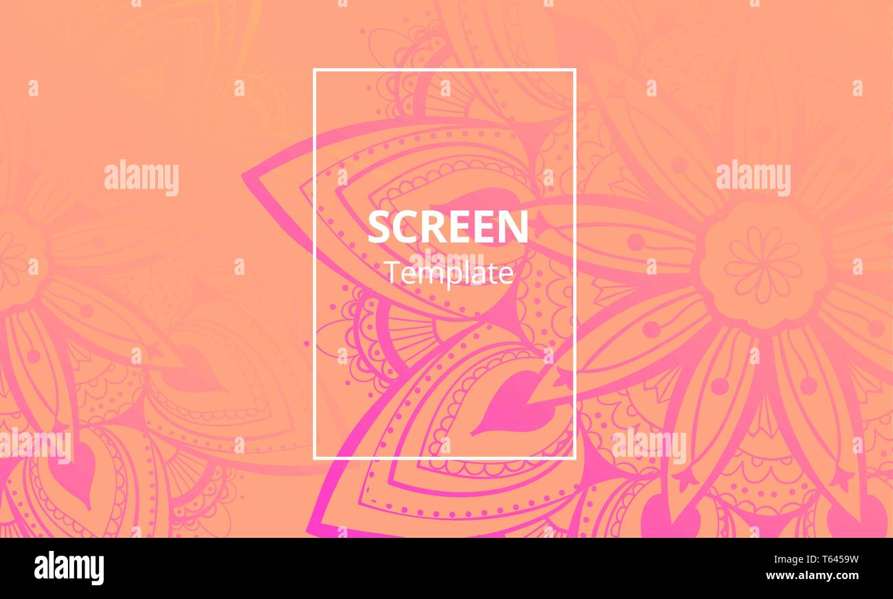 Computer screen design template with sofisticated mandala. Ethnic Mandala ornament. Stock Vector