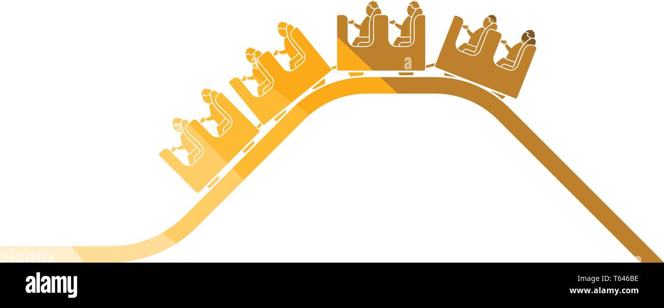 Small roller coaster icon. Flat color design. Vector illustration. Stock Vector