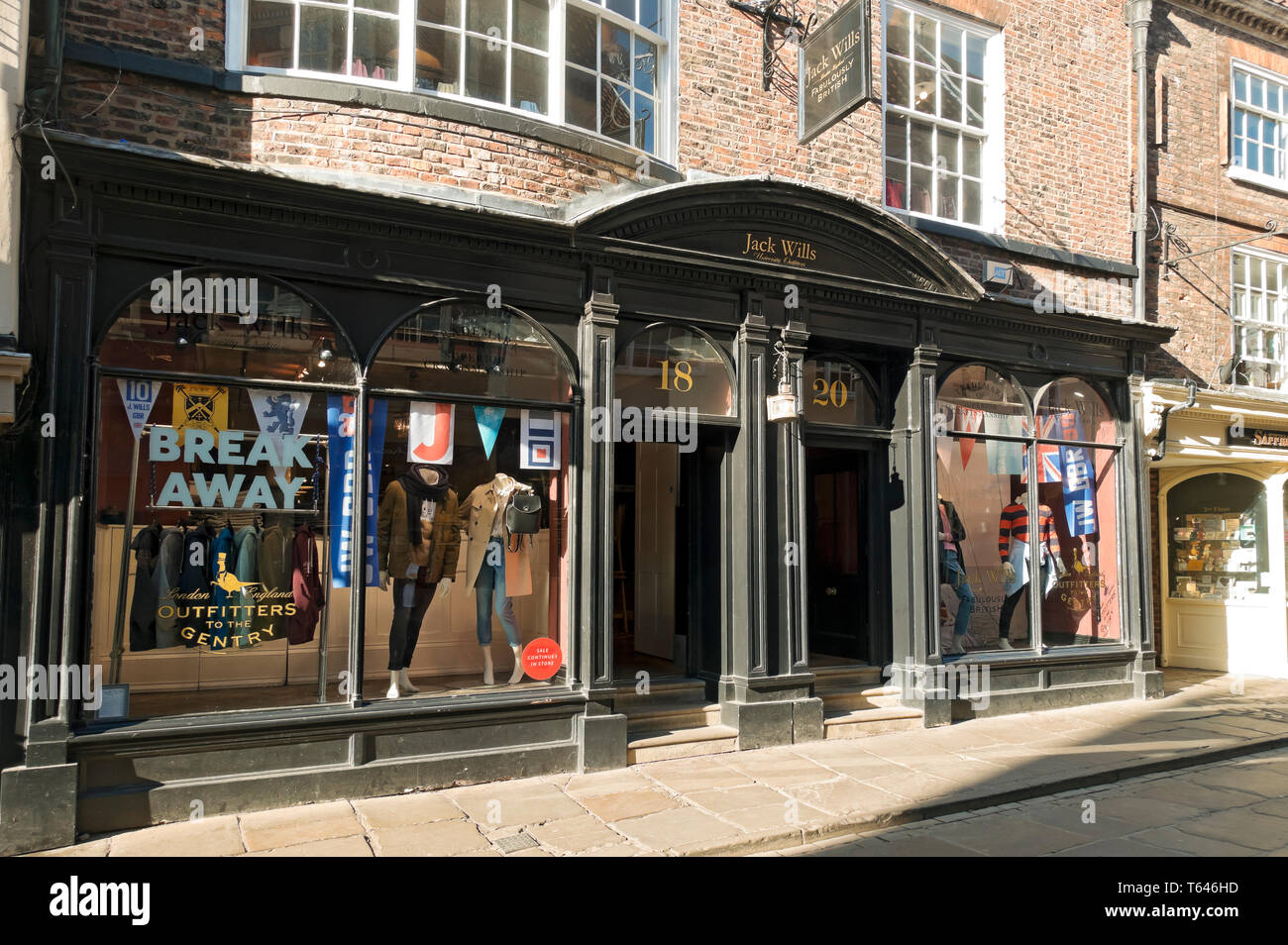 Jack Wills clothing clothes shop store Stonegate York North Yorkshire England UK United Kingdom GB Great Britain Stock Photo