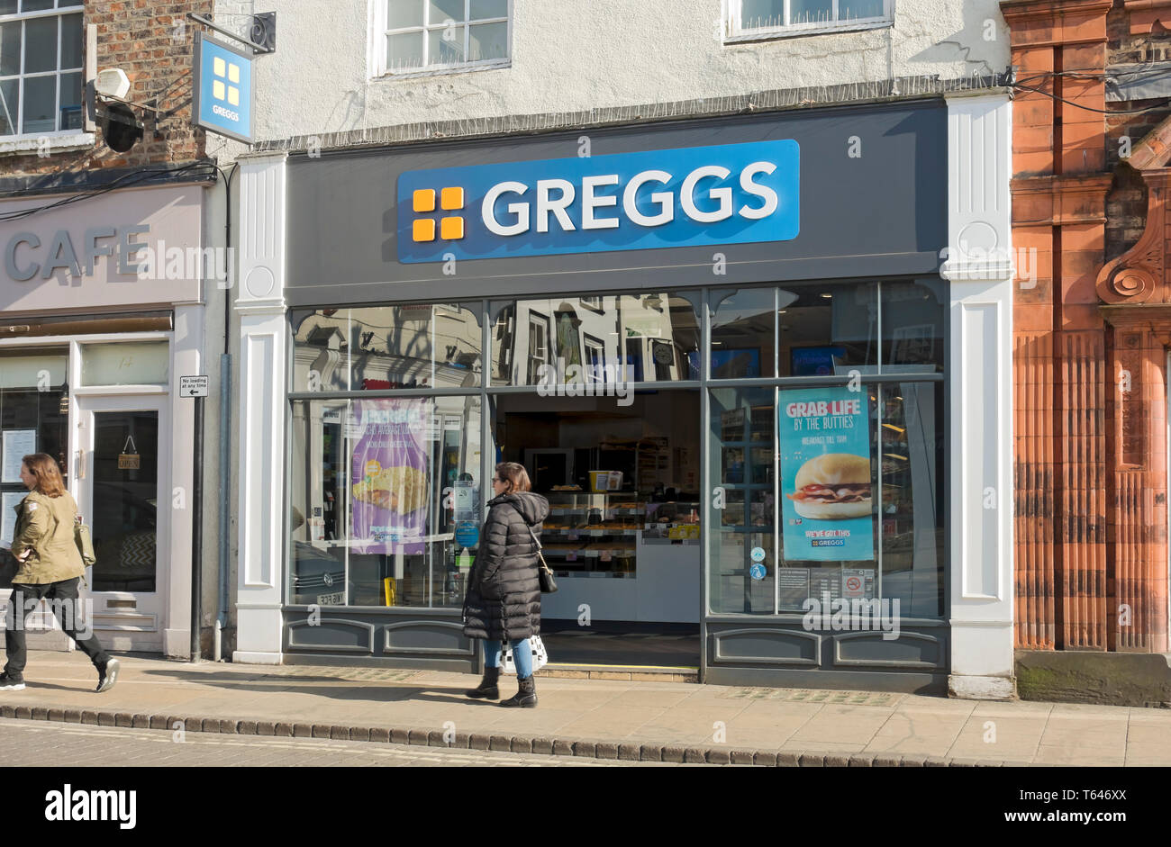 Greggs bakery baker bakers shop store York North Yorkshire England UK
