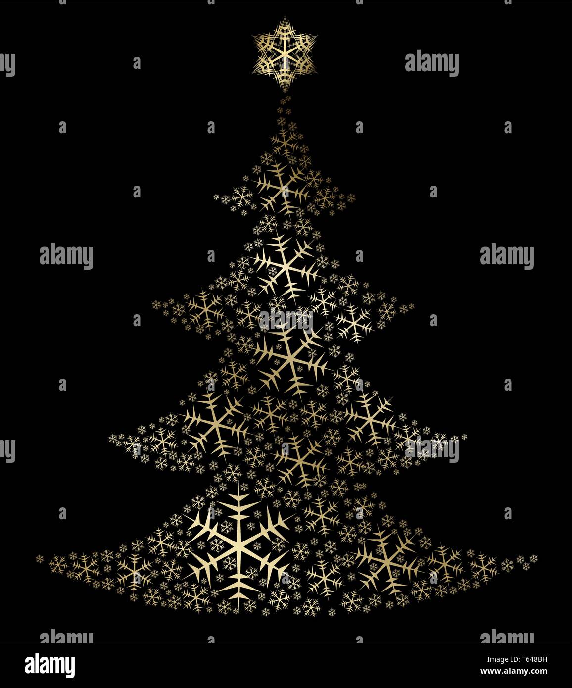 Golden christmas tree made from snowflakes (vector Stock Vector Image ...