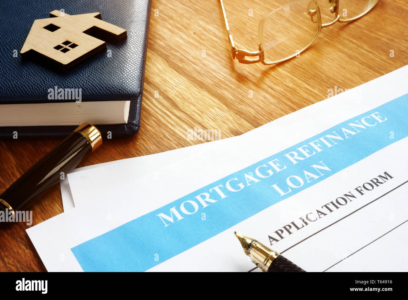 Mortgage refinance loan application form and pen Stock Photo Alamy