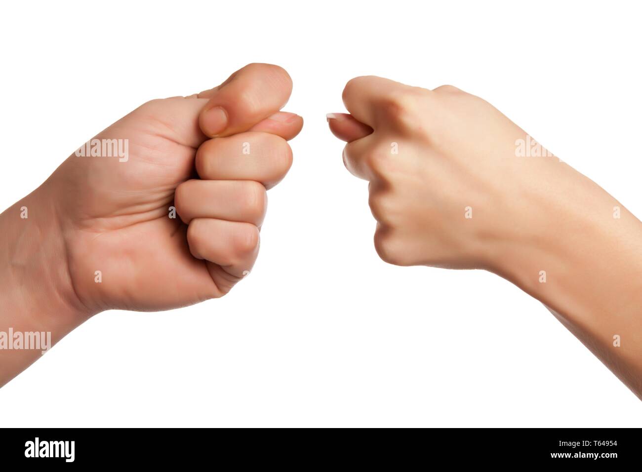 Hand power fist gesture isolated on white. Stock Photo