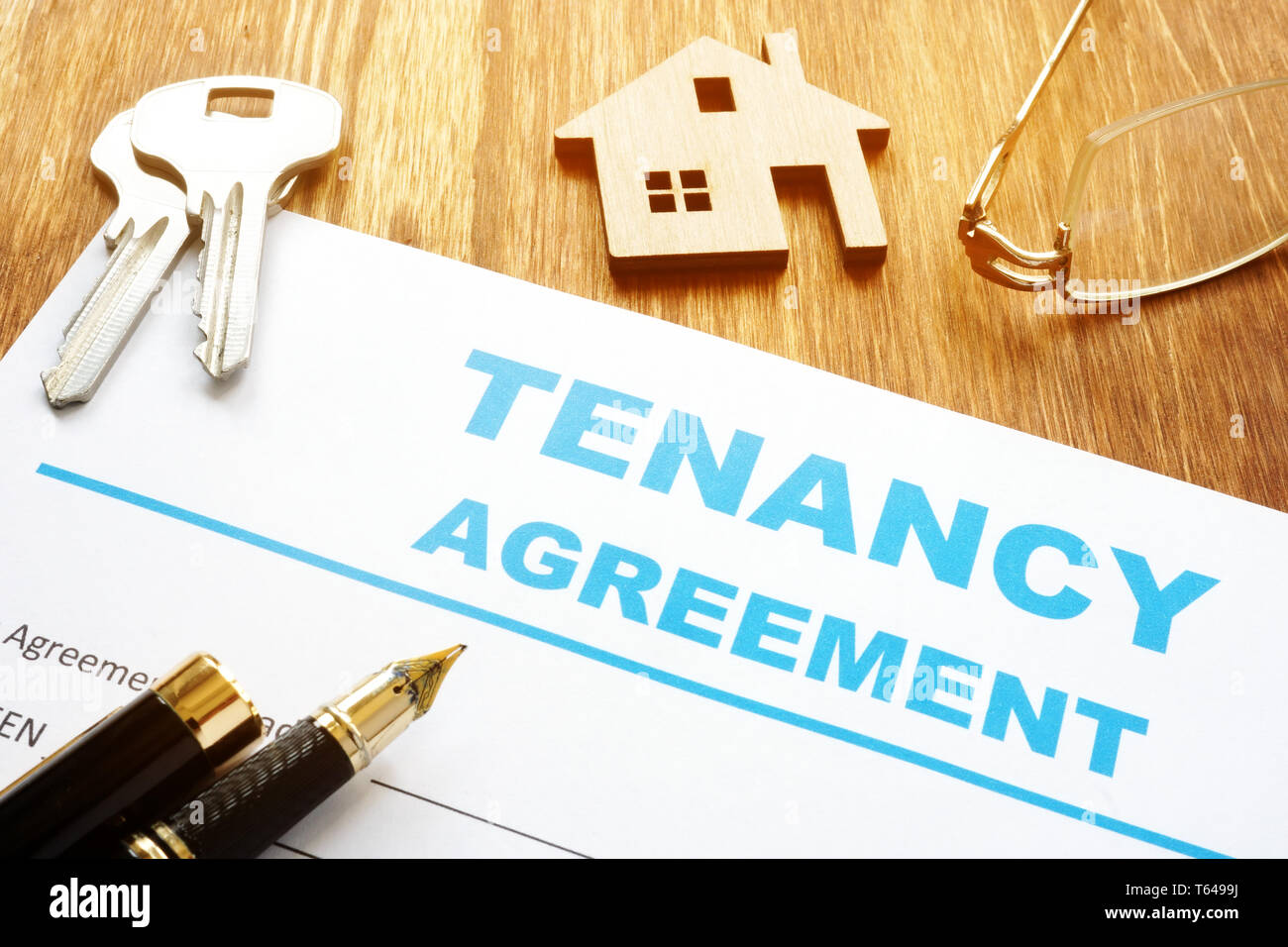 Tenancy agreement for rental lease and keys. Stock Photo