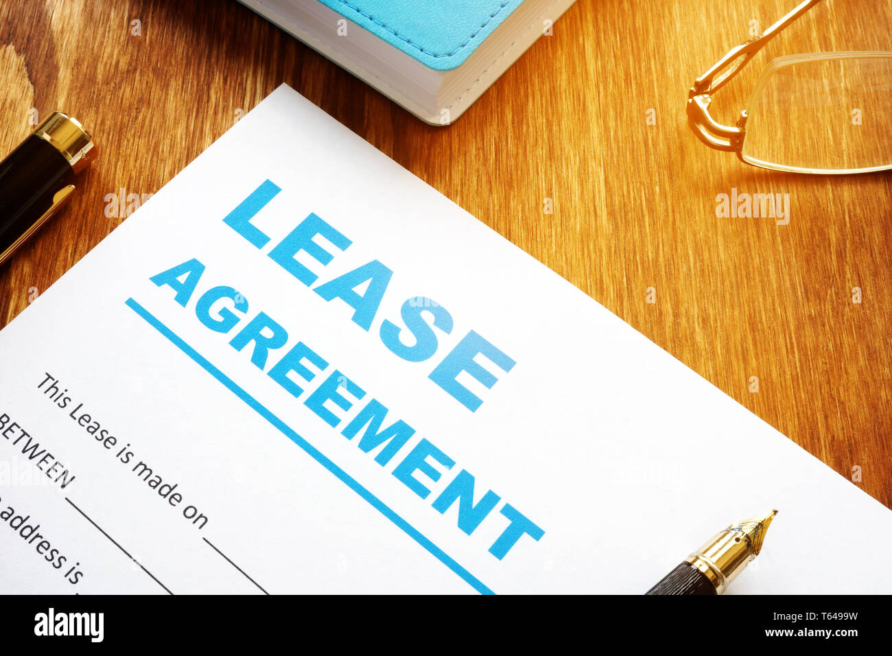 Lease agreement form with pen for filling in. Stock Photo