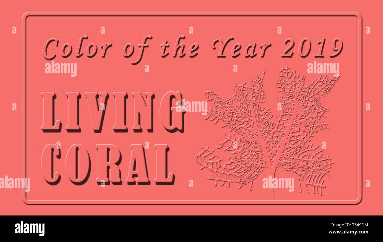 Text - Colour of the year 2019, Living Coral - on logo background Stock Photo