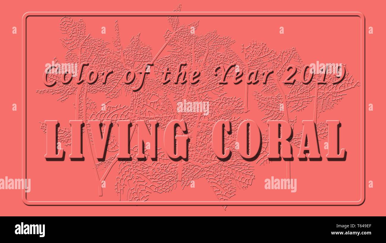 Text - Colour of the year 2019, Living Coral - on logo background Stock Photo