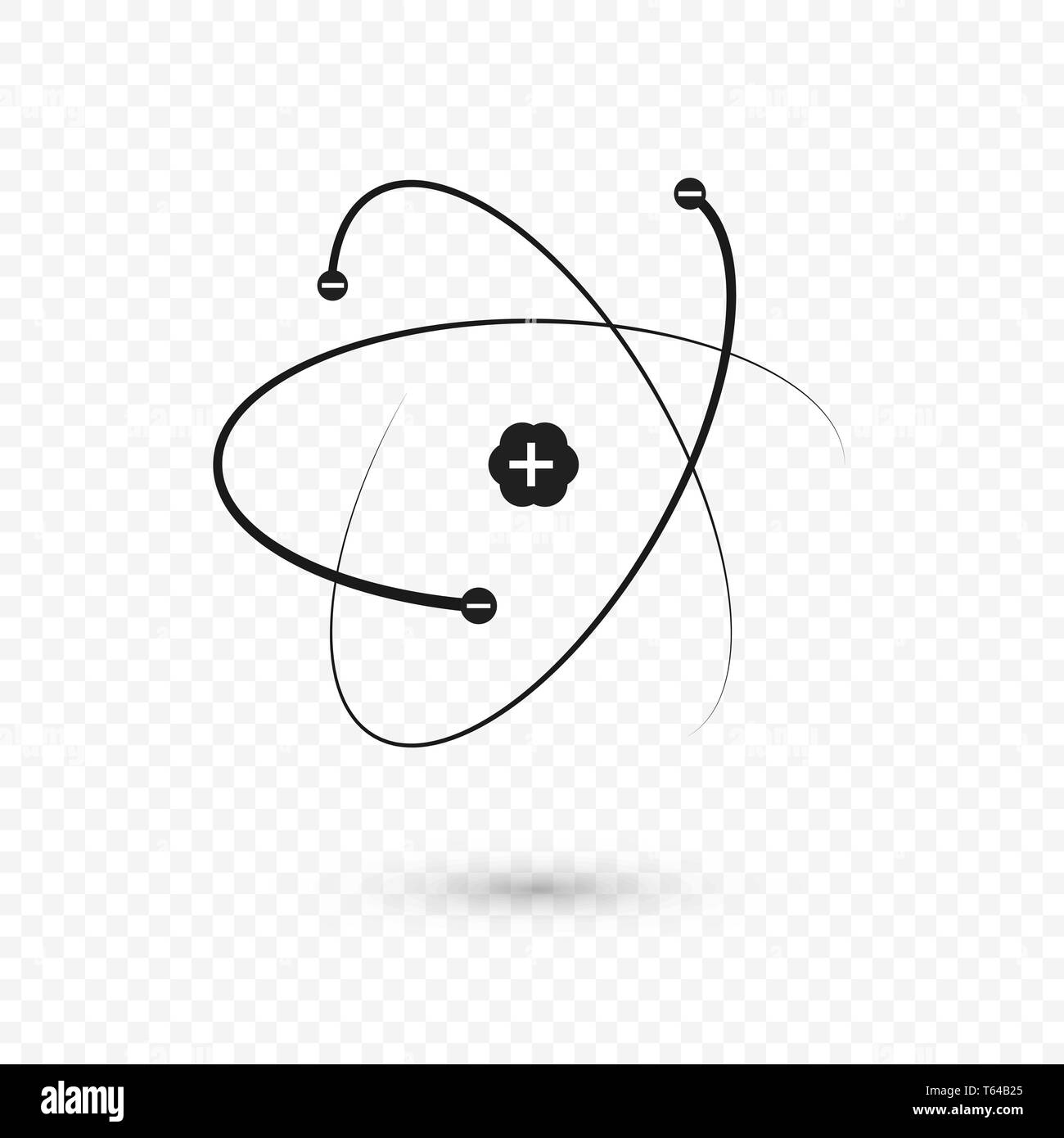 Atom structure nucleus and electrons. Atom icon.  vector illustration isolated on transparent background Stock Vector
