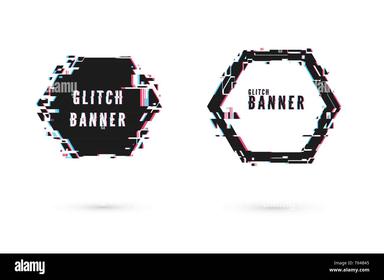 Geometric Banner With Distortion Effect Glitch Hexagon Shape