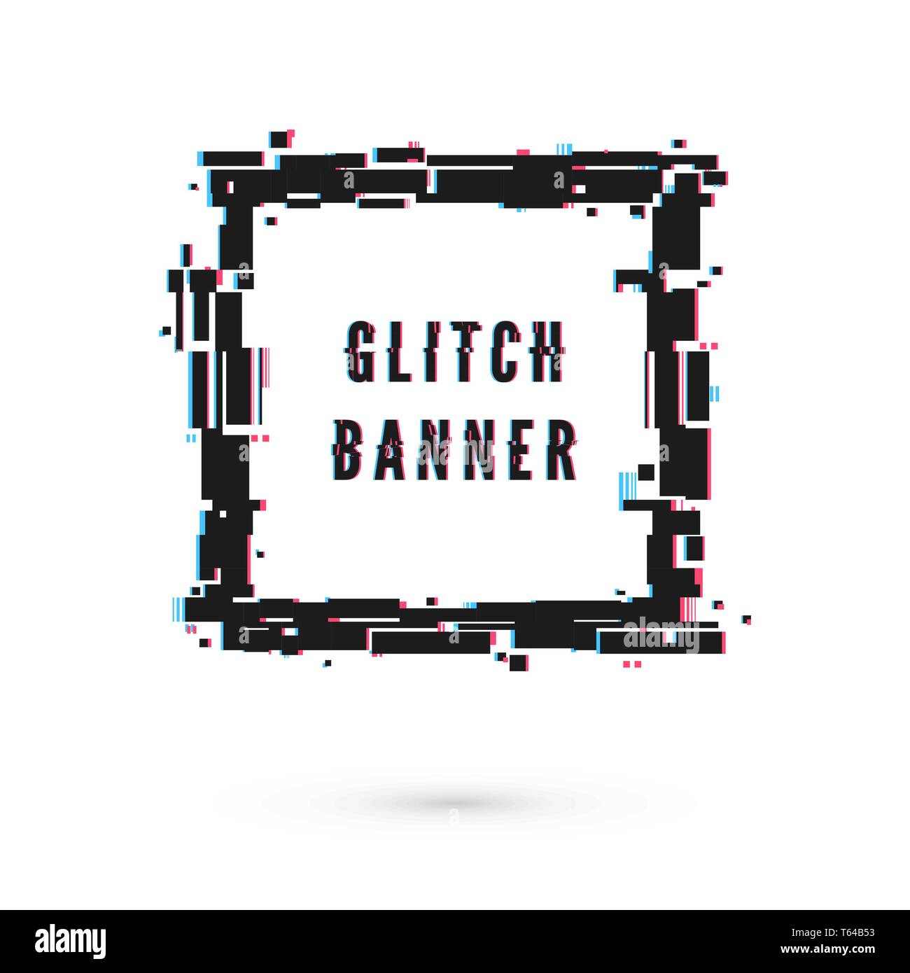 Square banner with distortion effect - Glitch. Digital technology ...
