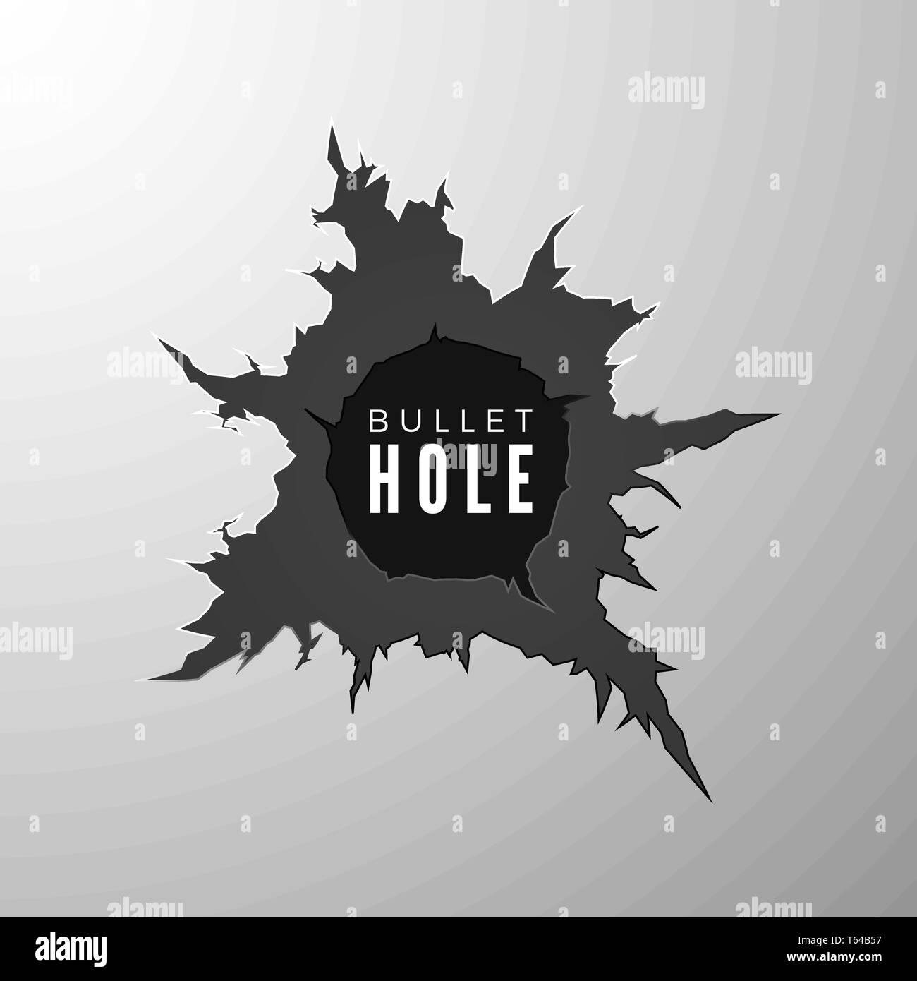 Bullet hole banner. Design element torn metal surfase. Vector illustration Stock Vector