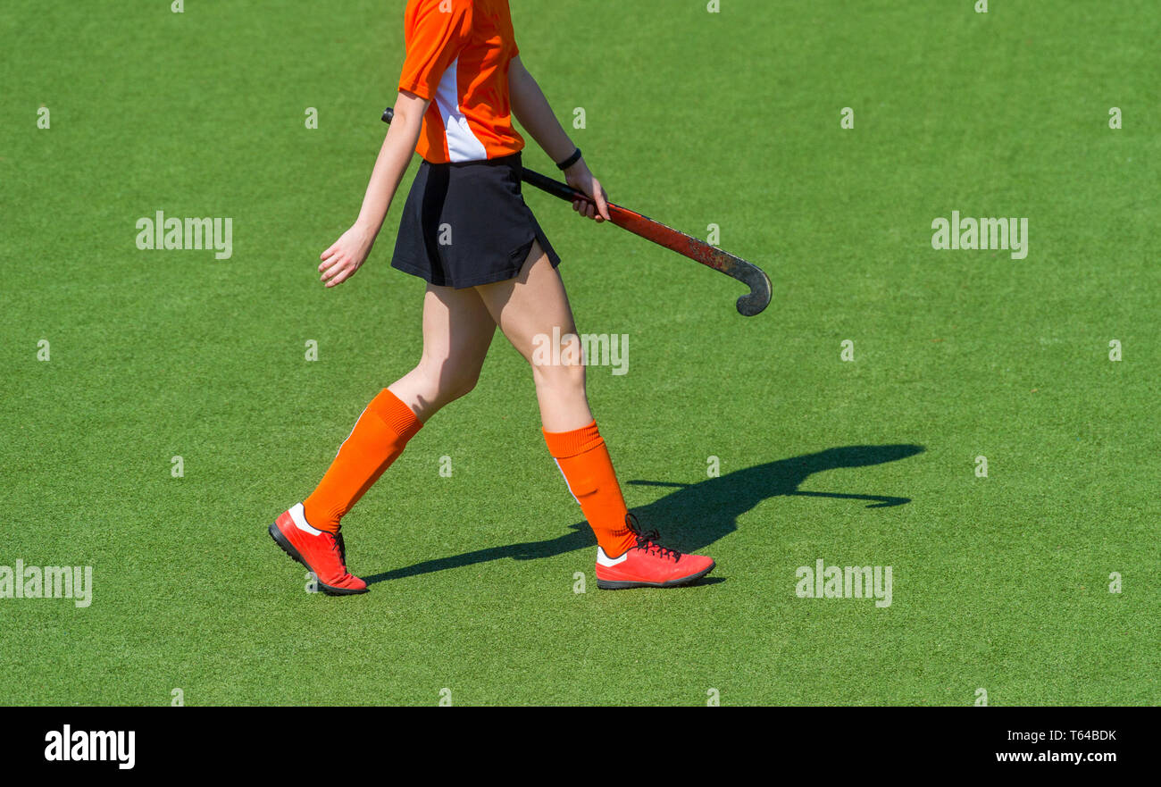 A beautiful young woman field hockey player Stock Photo Alamy