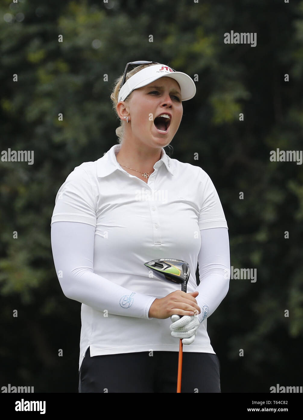 Los Angeles, California, USA. 28th Apr, 2019. Nanna Koerstz Madsen of  Denmark in actions during the final round of the HUGEL-AIR PREMIA LA Open  LPGA golf tournament at Wilshire Country on April