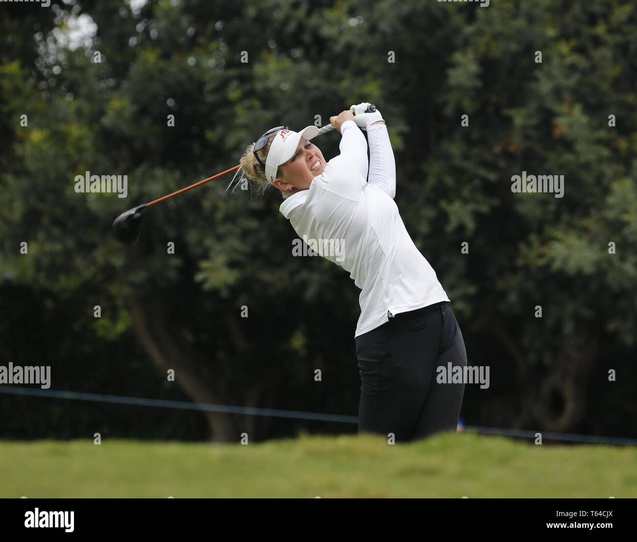 Los Angeles, California, USA. 28th Apr, 2019. Nanna Koerstz Madsen of Denmark in actions during the final round of the HUGEL-AIR PREMIA LA Open LPGA golf tournament at Wilshire Country on April 28, 2019, in Los Angeles. Credit: Ringo Chiu/ZUMA Wire/Alamy Live News Stock Photo