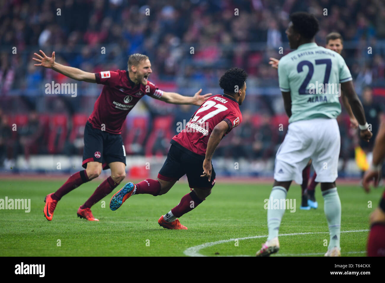 Nuremberg Deutschland 28th Apr 2019 Jubilation Over The Goal To 1 0 Hanno Behrens Nuremberg Fc Goalkeeper Matheus Pereira Fcn Ges Soccer 1st Bundesliga Fc Nuremberg Fc Bayern Munich 28 04 2019 Football Soccer 1st League