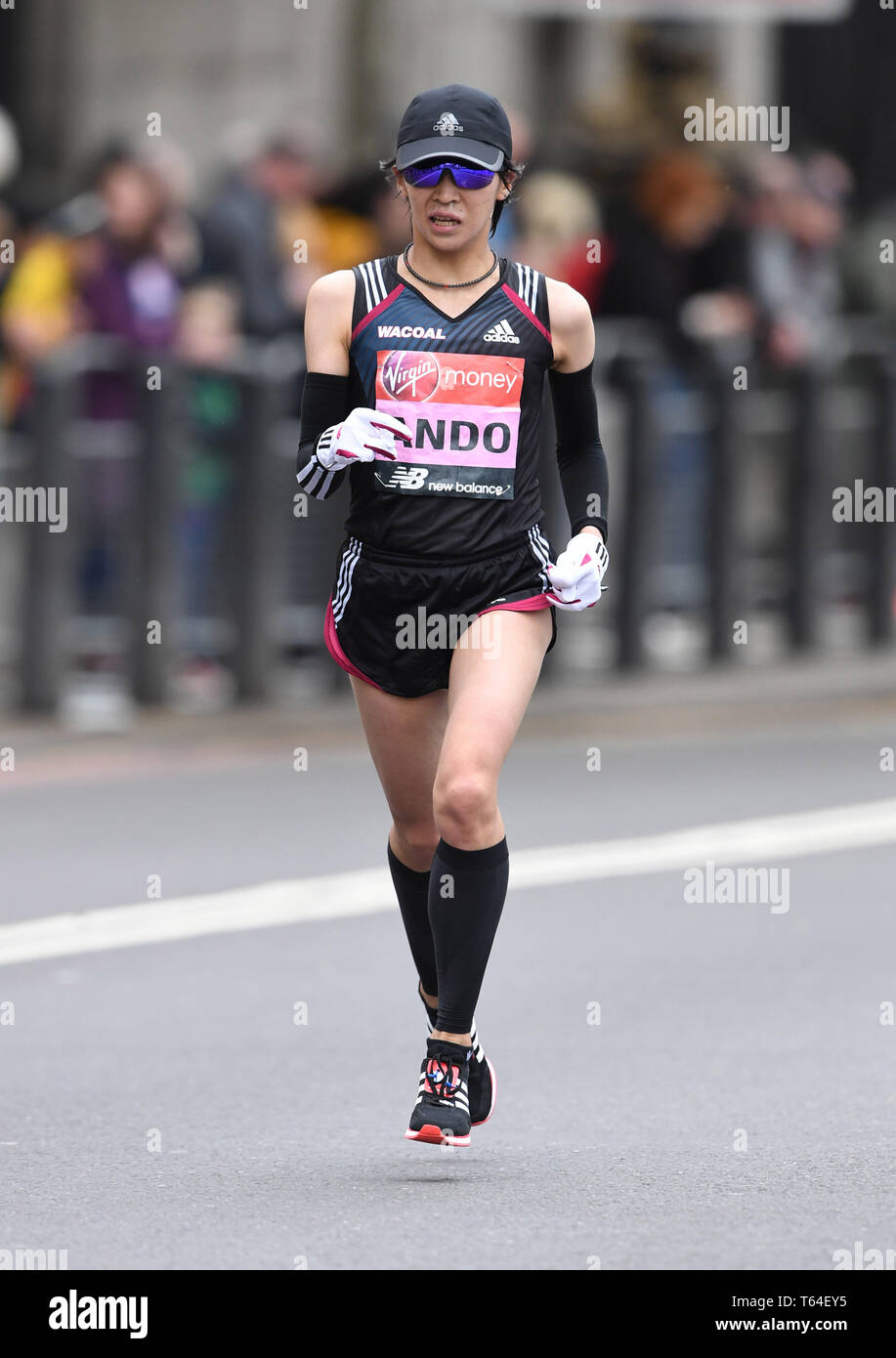 London, UK. 28th Apr, 2019. Yuka Ando (JPN) places 13th in the women's race in 2:26:47 at the 39th London Marathon in London, Sunday, April 28, 2019. (Jiro Mochizuki/Image of Sport) Photo via Credit: Newscom/Alamy Live News Stock Photo