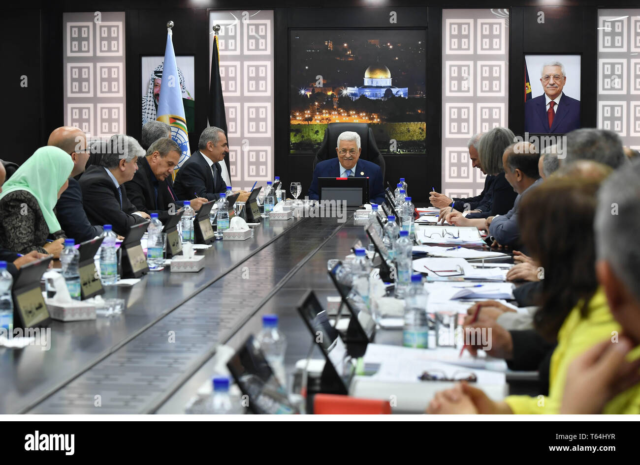 Ramallah 29th Apr 2019 Palestinian President Mahmoud