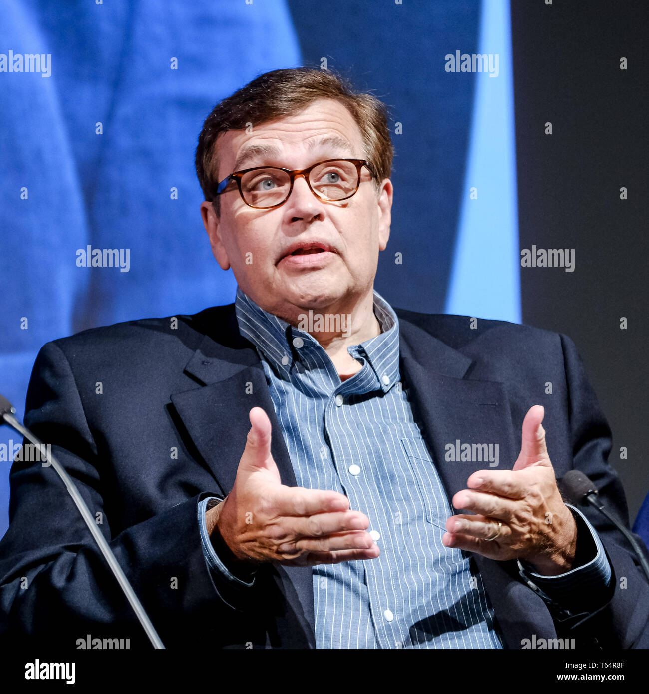 London, UK. 29th April, 2019. Steve Mitchell on stage at Mark Kermode Live in 3D on Monday 29 April 2019 at BFI Southbank, London. King Cohen Director Steve Mitchell. Picture by Credit: Julie Edwards/Alamy Live News Stock Photo