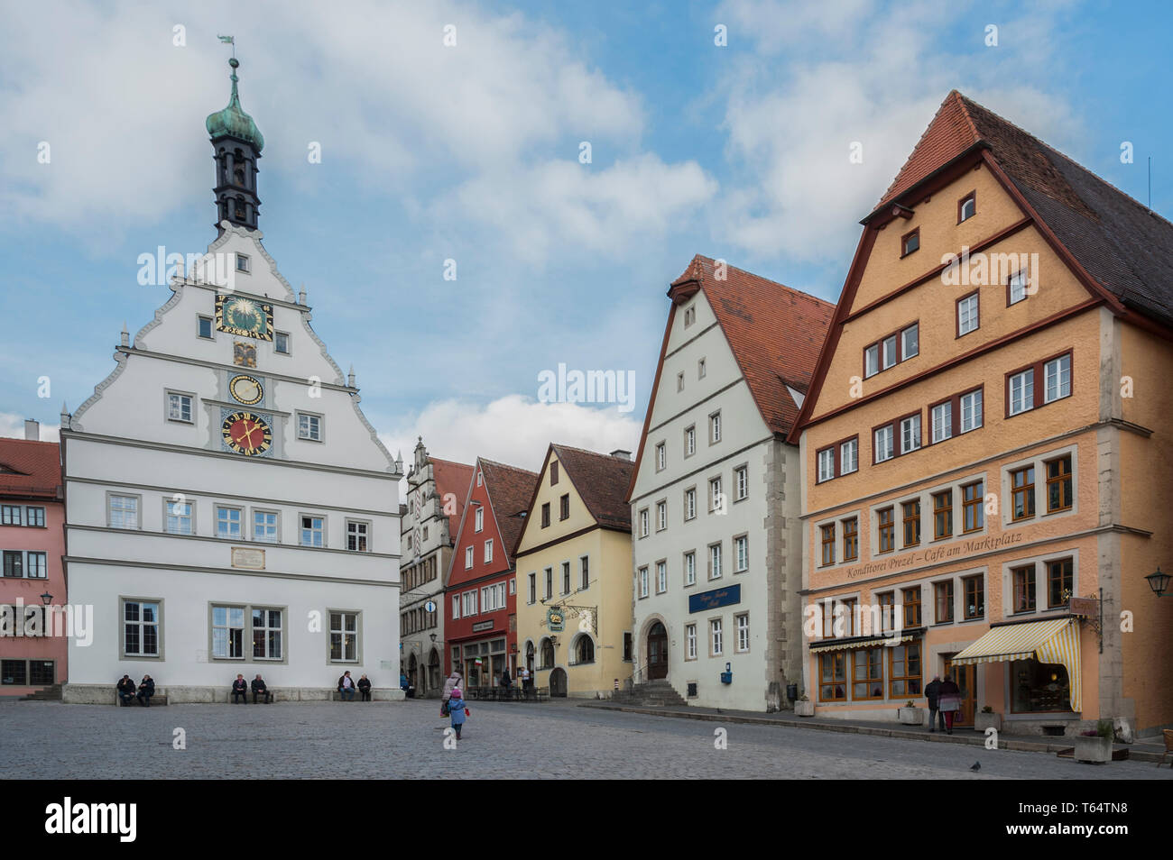 Town Hall (Rathaus) at Marktplatz - the main square of Rothenburg ob der  Tauber, one of the most beautiful and romantic villages in Germany - Europe  Stock Photo - Alamy