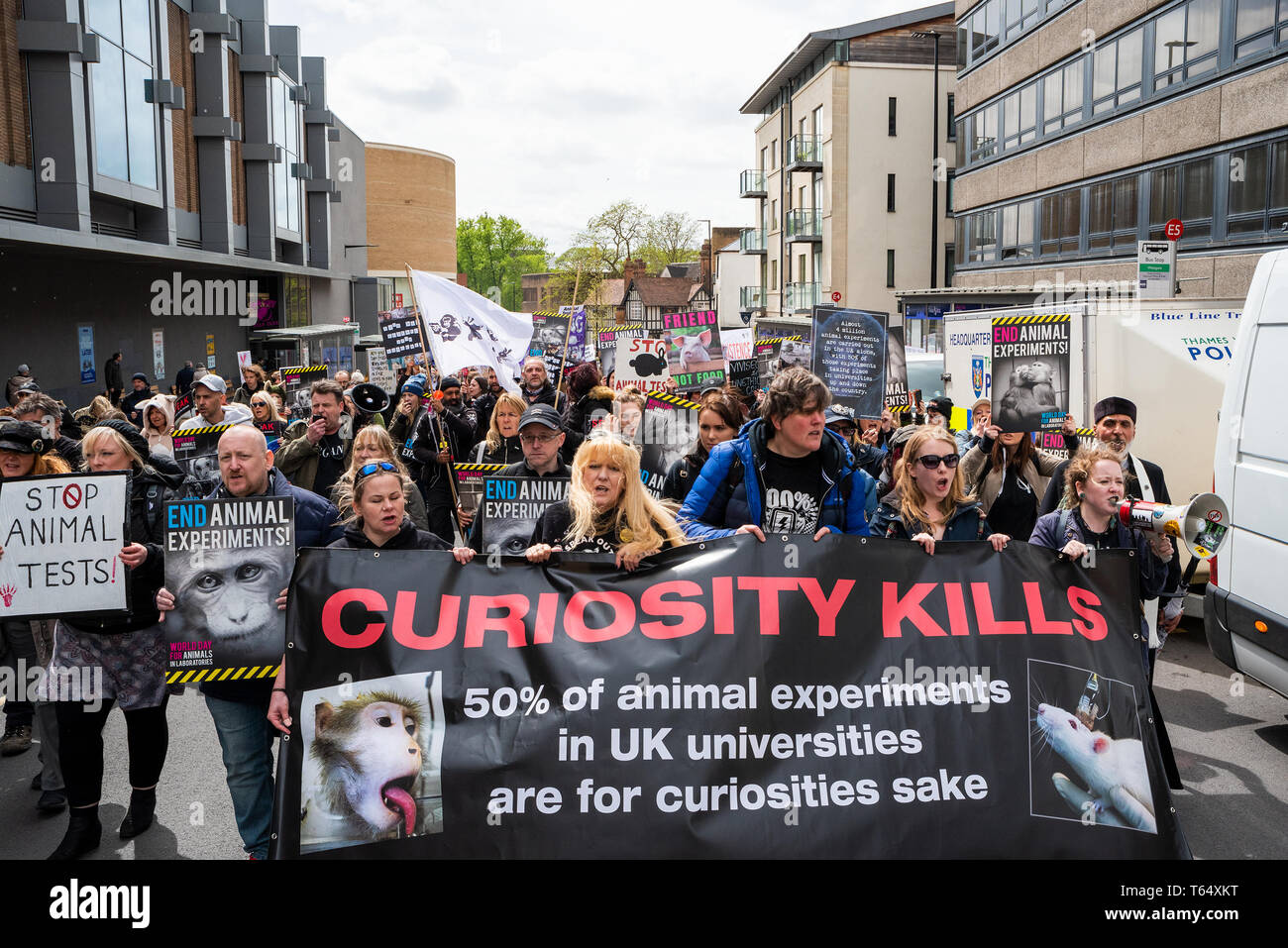 World Day for Animals in Laboratories, Oxford. Activists against animal ...