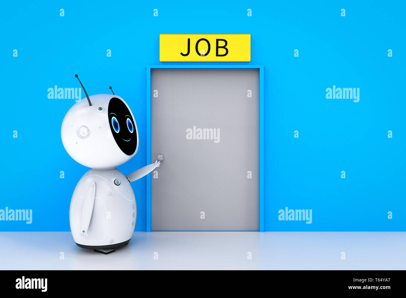 Robot replace human job concept with 3d rendering robot come for