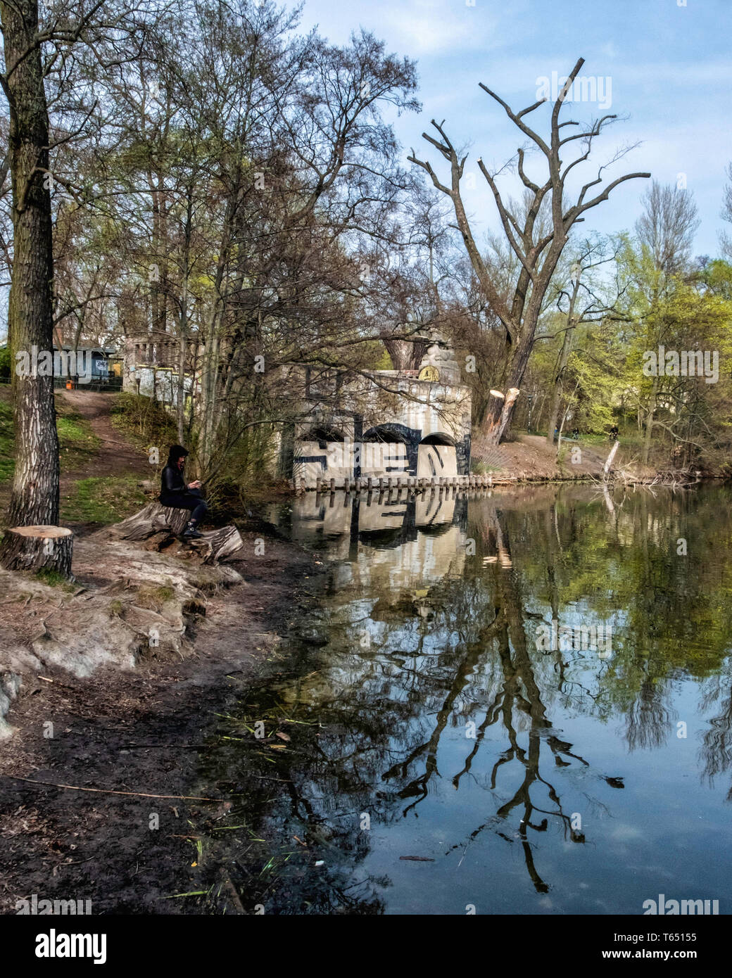 Berlin,Pankow. Weissensee State park, White Lake observation deck and viewing point Stock Photo