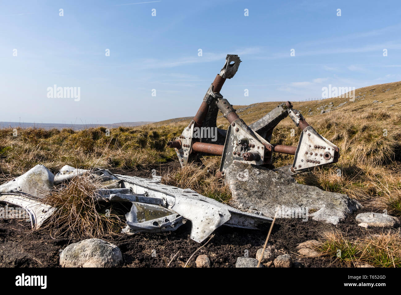 The Wreckage of a Stirling Mk III LK488 Aircraft Which Crashed on Mickle Fell in County Durham (Was Yorkshire) During the 2nd World War on 19th Octobe Stock Photo