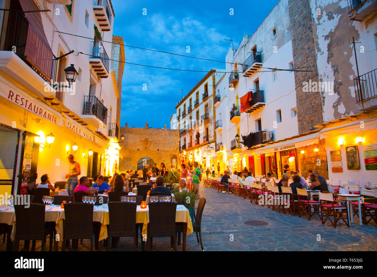 Restaurant. Dalt Vila. Eivissa. Ibiza city. Ibiza.Balearic Islands.Spain. Stock Photo